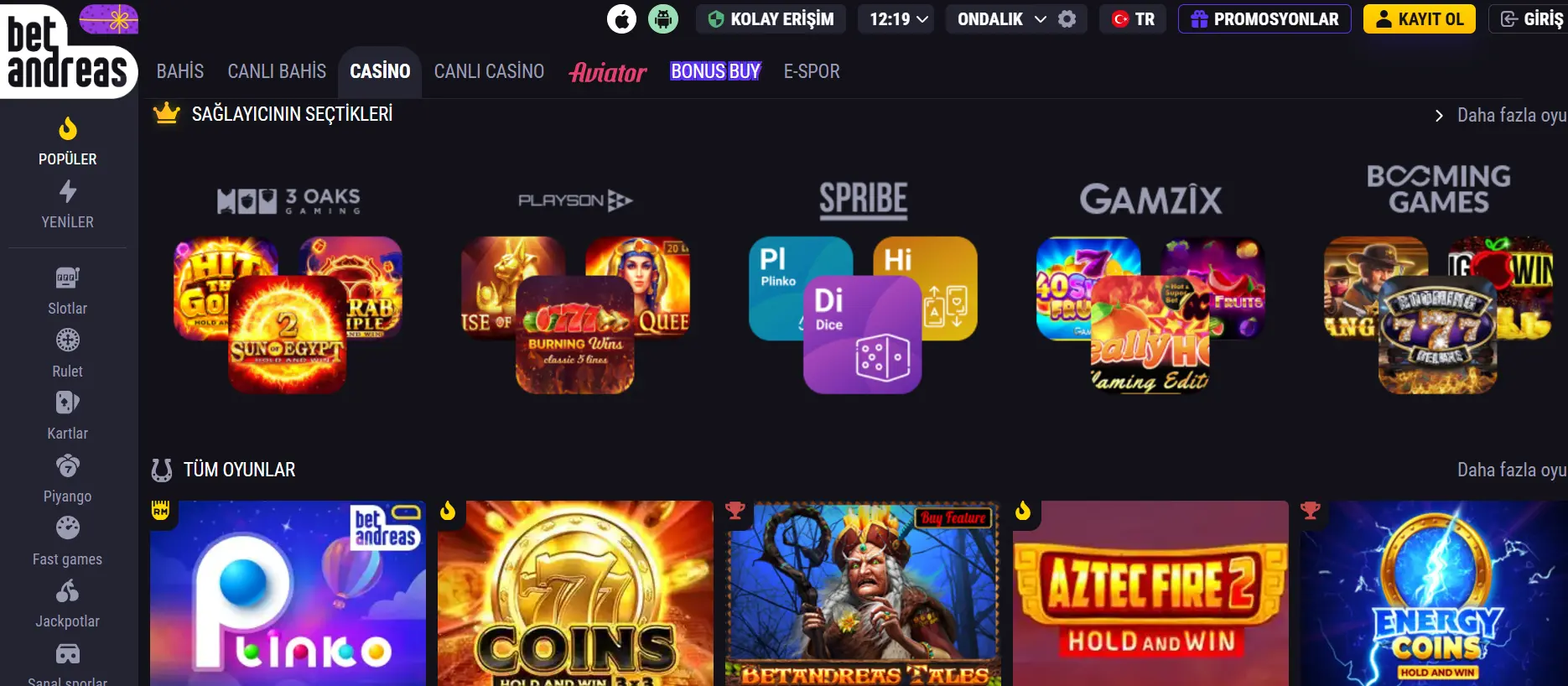 Casino Oyunları ve Seçenekler